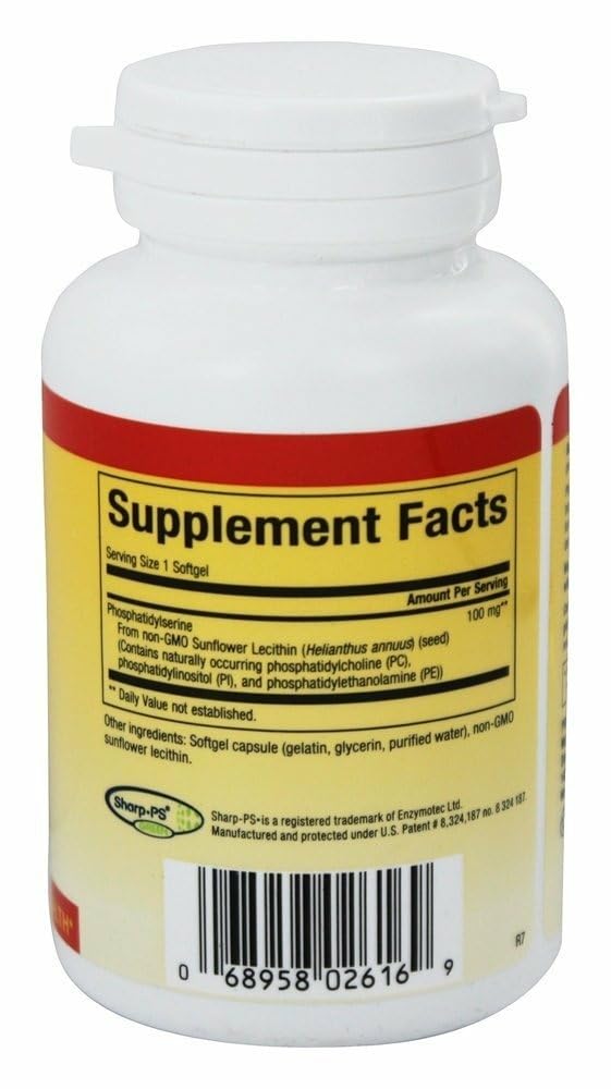 Close-up of phosphatidylserine softgels in bottle