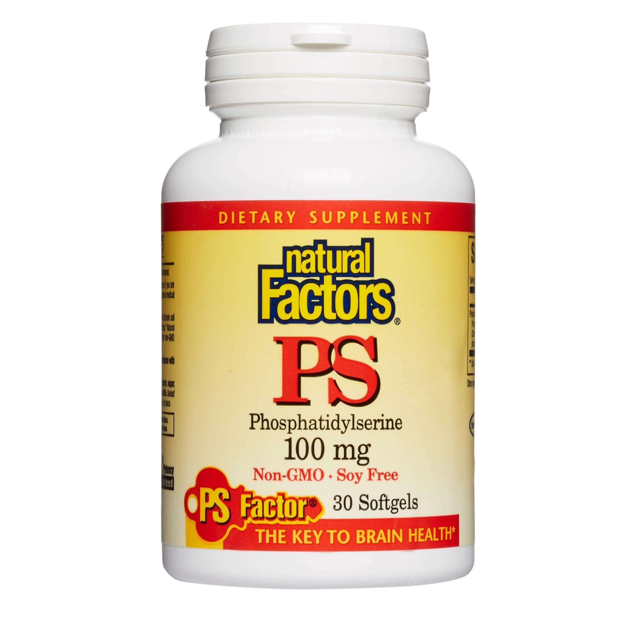 Bottle of Natural Factors phosphatidylserine supplement with sunflower lecithin label