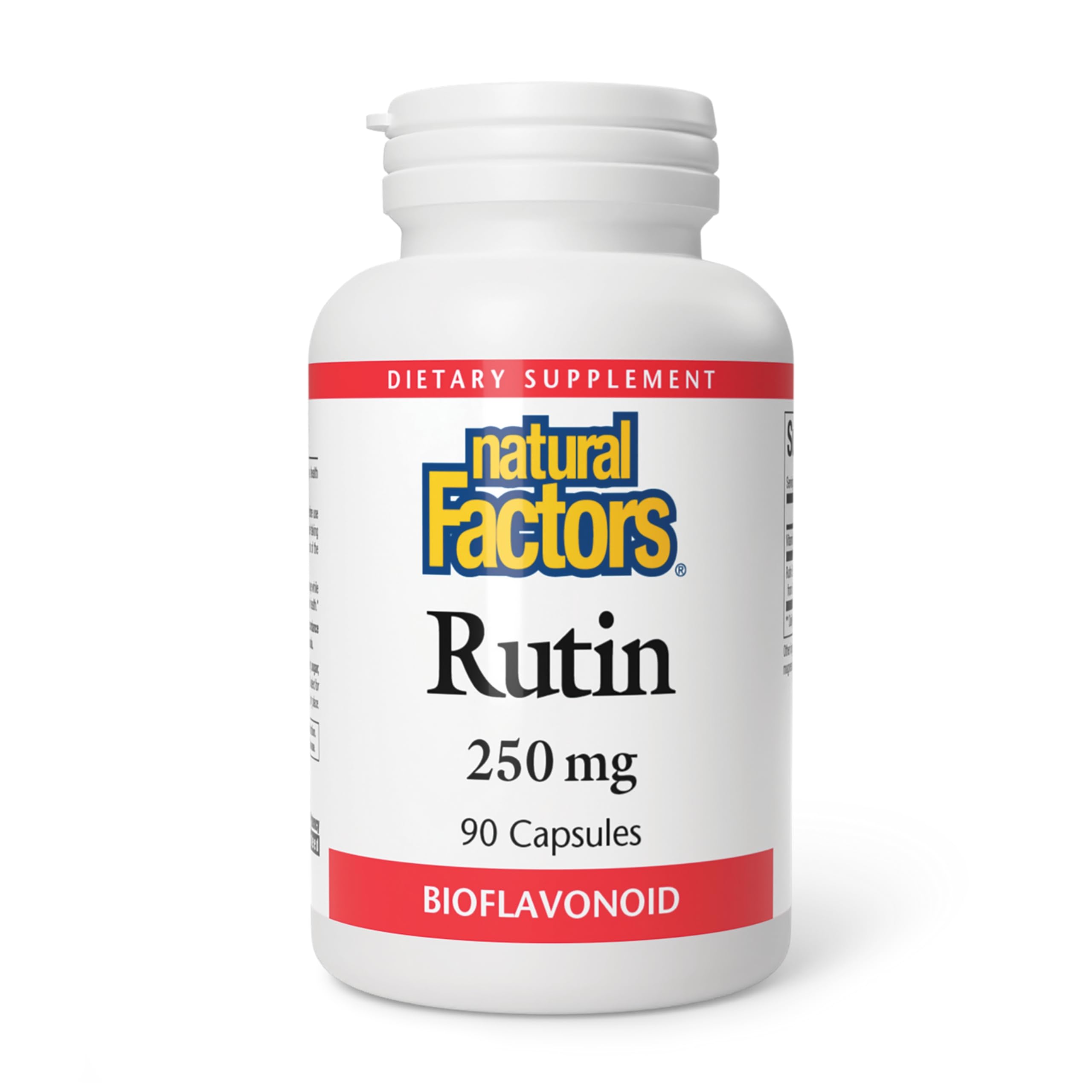 Natural Factors Rutin 250mg bottle highlighting citrus bioflavonoid support for vascular health