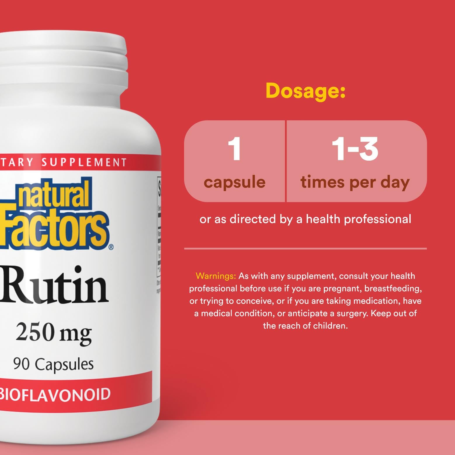 Natural Factors Rutin label closeup emphasizing organic origins and non-GMO quality