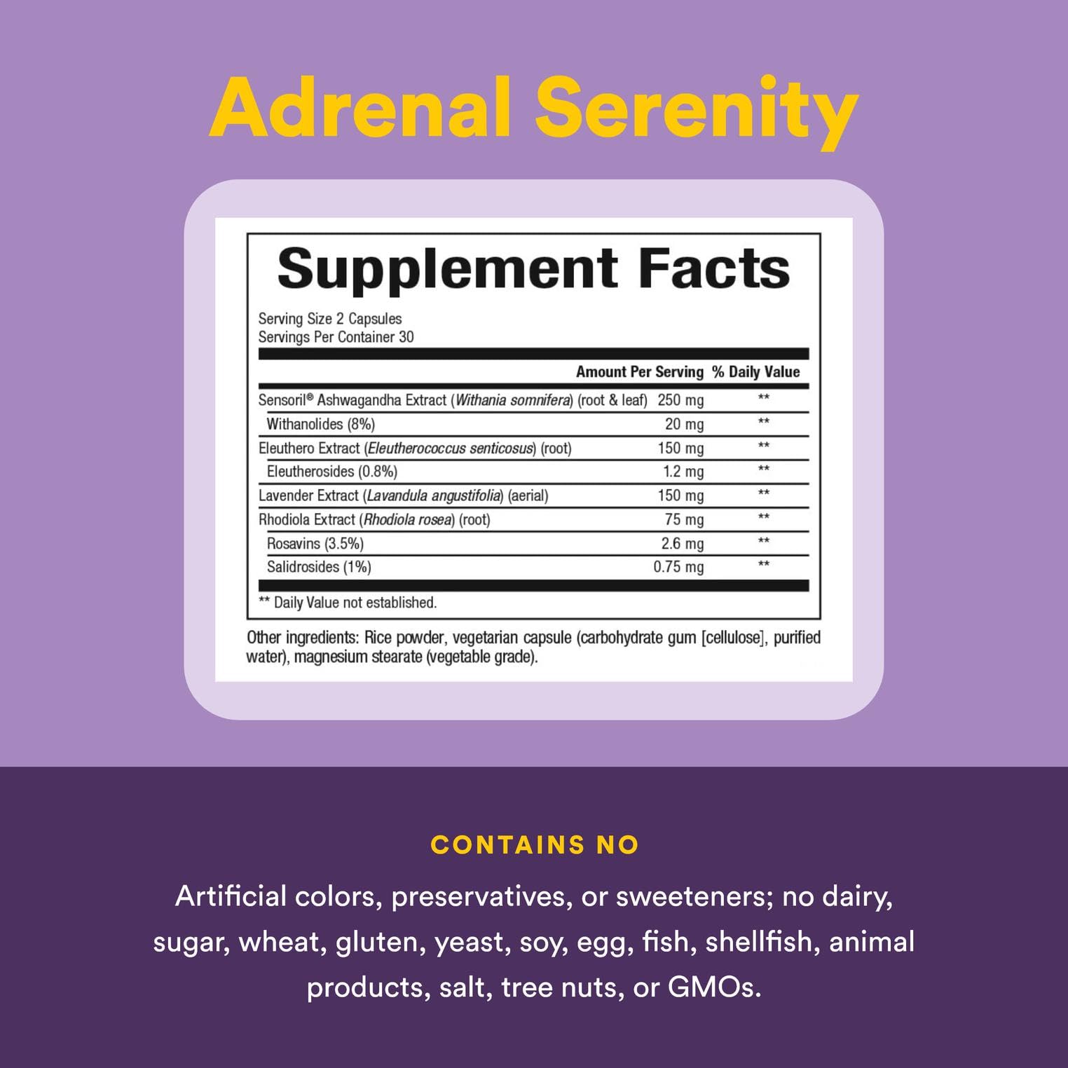 Front view of STRESS-RELAX Adrenal Serenity 60 capsules bottle