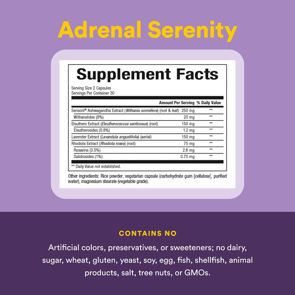 Front view of STRESS-RELAX Adrenal Serenity 60 capsules bottle