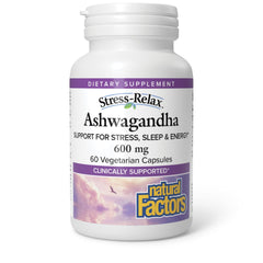 Natural Factors Stress-Relax KSM-66 Ashwagandha 600 mg vegetarian capsules bottle