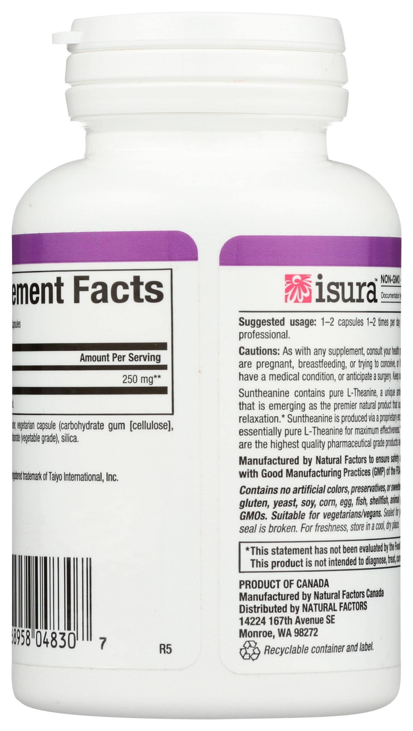 Close-up of Suntheanine L-Theanine capsules