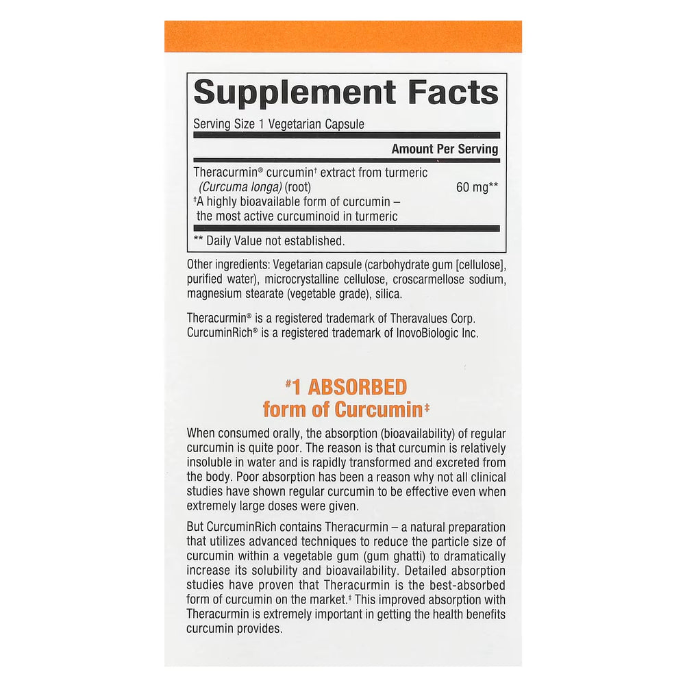 Close-up of Theracurmin capsule showing 60 mg curcumin