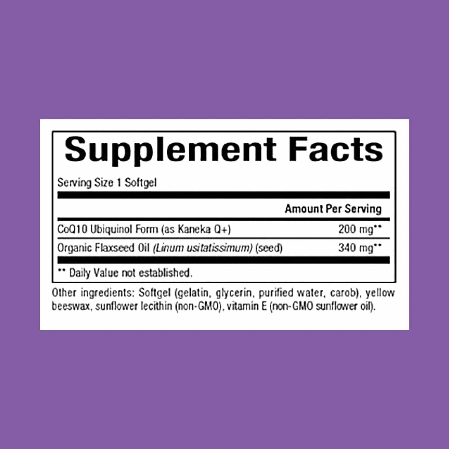 Natural Factors Ubiquinol 200 mg bottle back panel