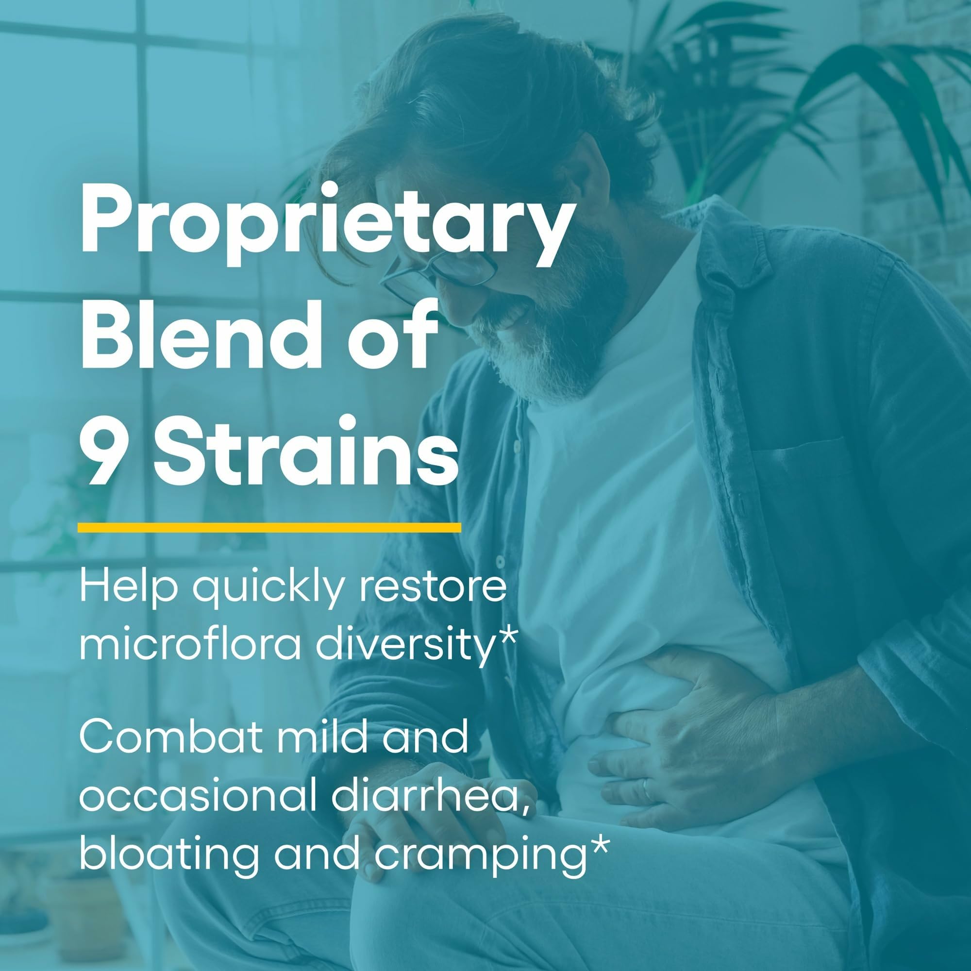 Graphic indicating 9 acid-resistant probiotic strains