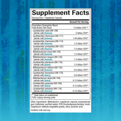 Close-up of Natural Factors probiotic bottle label