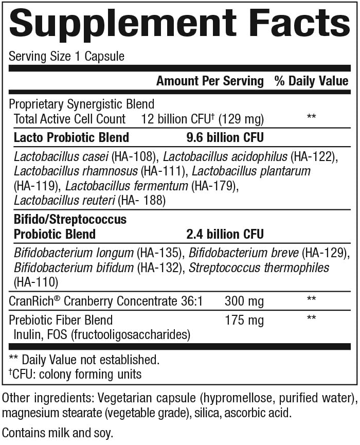 Close-up of 60 vegetarian probiotic capsules