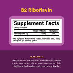 Close-up of Vitamin B2 Riboflavin 100 mg serving guidance
