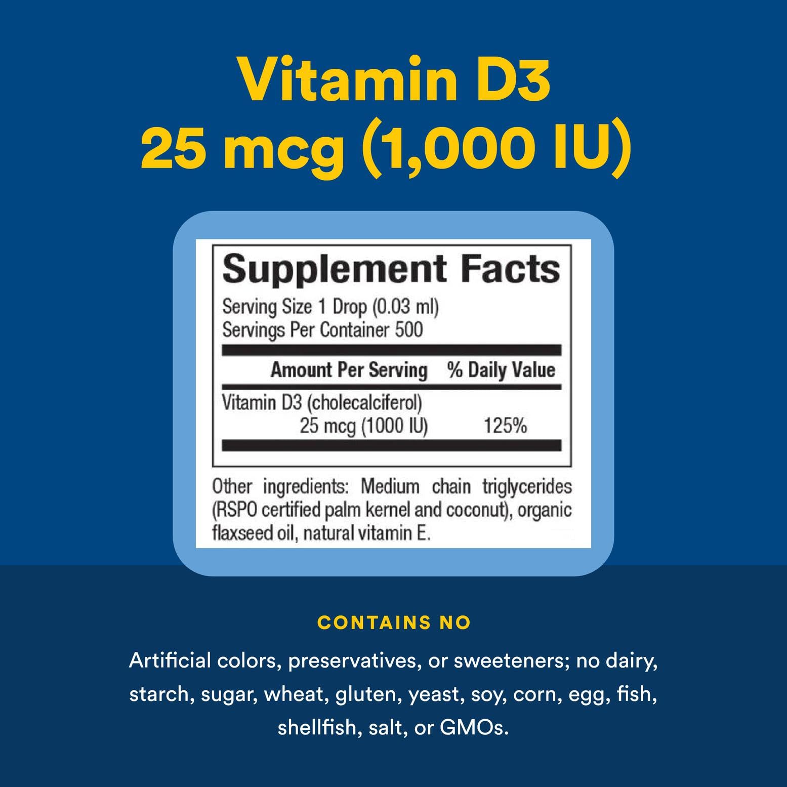 Vitamin D3 bottle label close-up