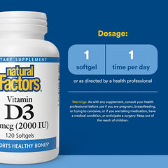 Vitamin D3 2000 IU supplement facts panel