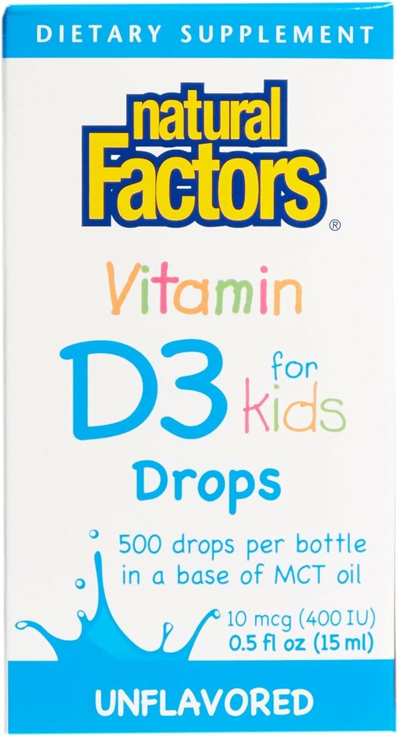 Natural Factors Vitamin D3 Drops for Kids bottle front 0.5 fl oz