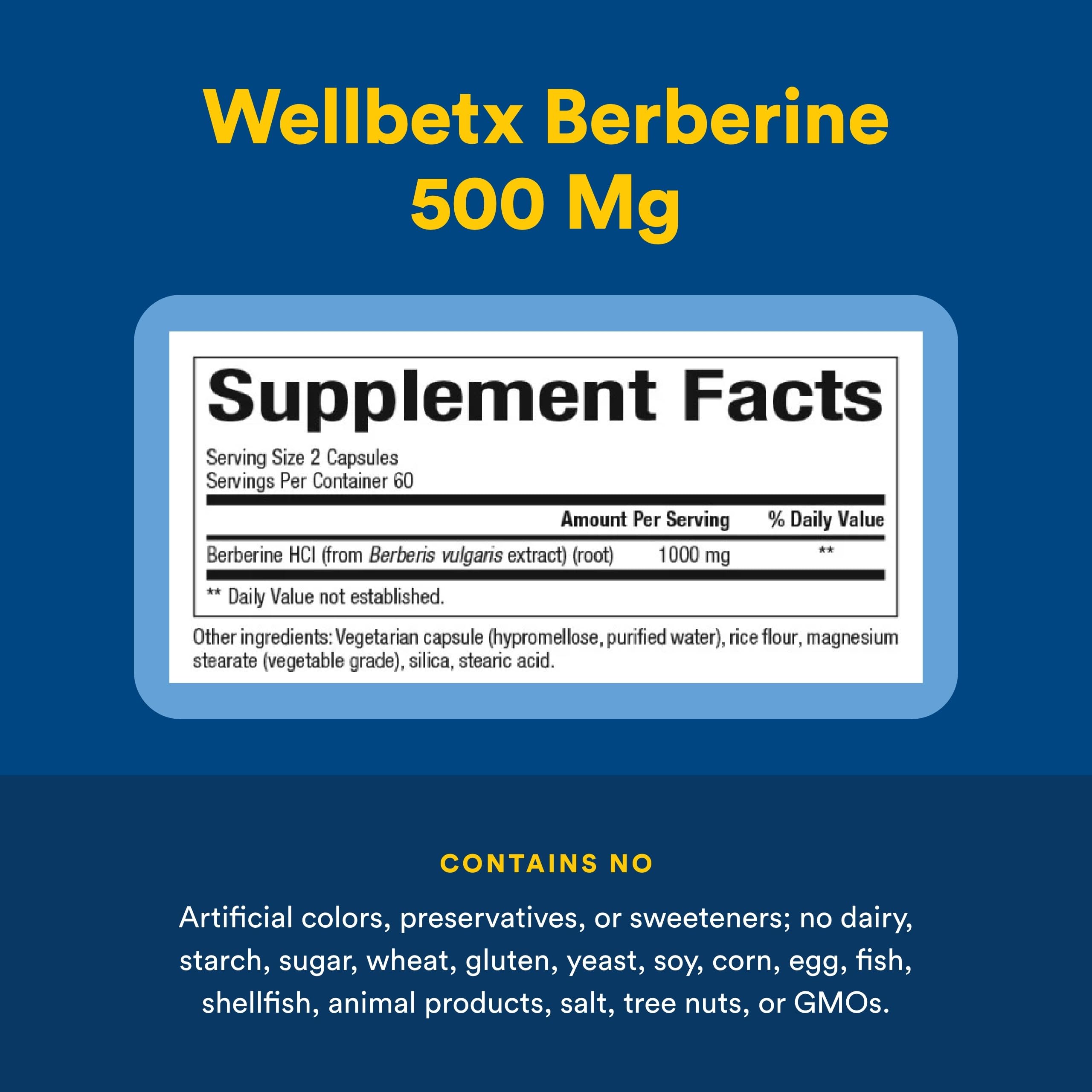 500 mg berberine capsule on white background