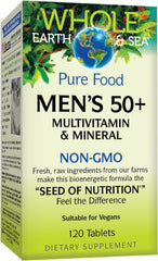 Front view of Natural Factors Whole Earth & Sea Men's 50+ Multivitamin bottle