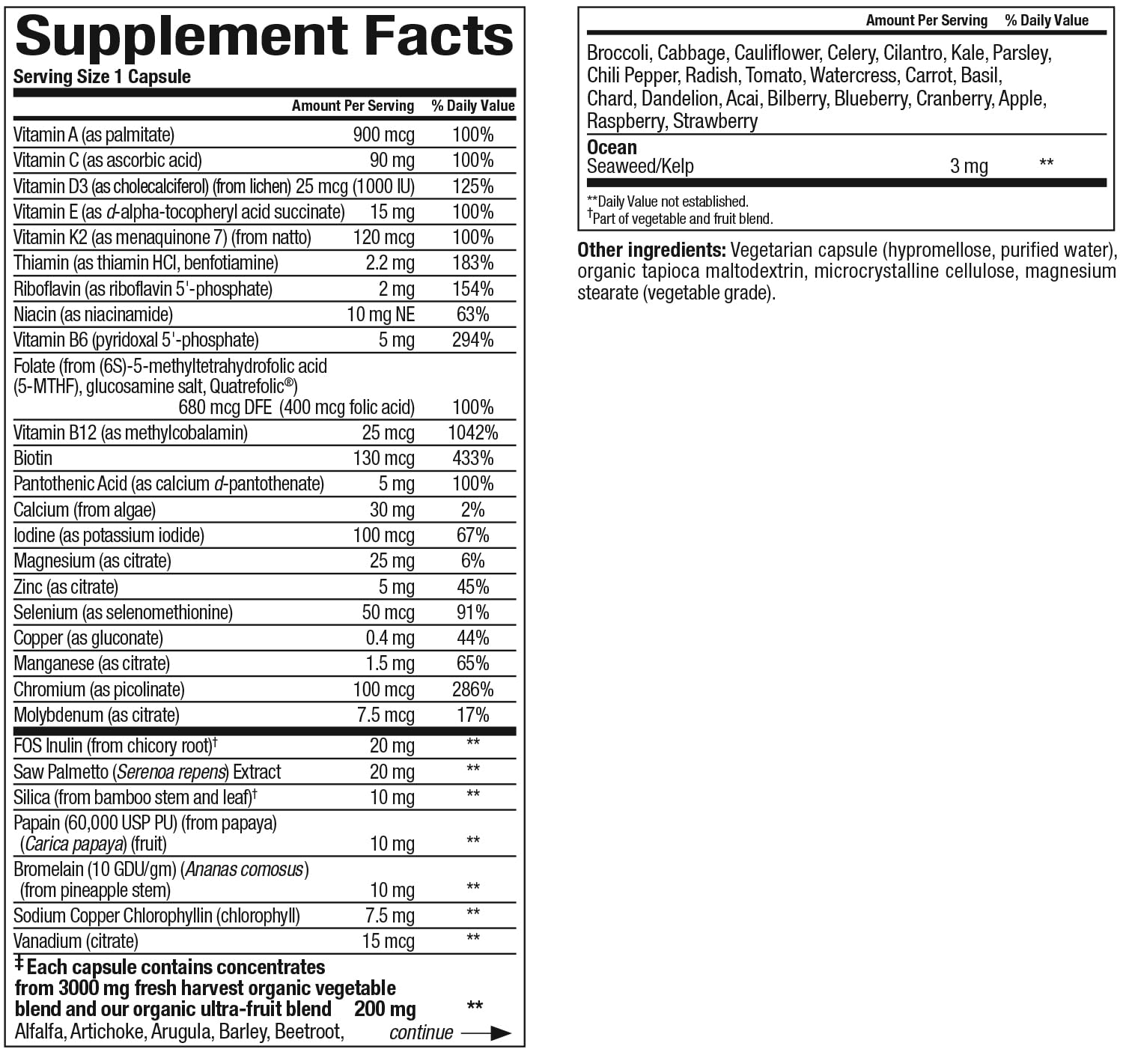 Bottle of Natural Factors Whole Earth & Sea Men's Once A Day Multivitamin & Mineral showing 60 vegetarian capsules