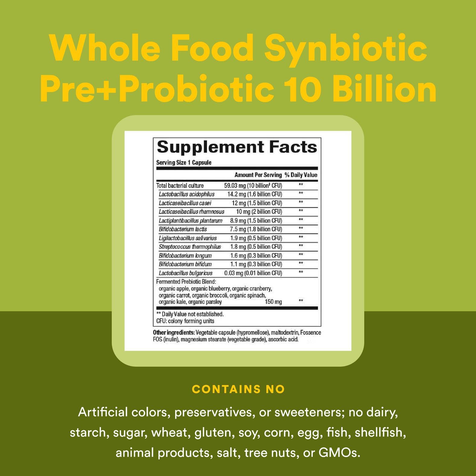Fermented whole food blend used in the Synbiotic formula