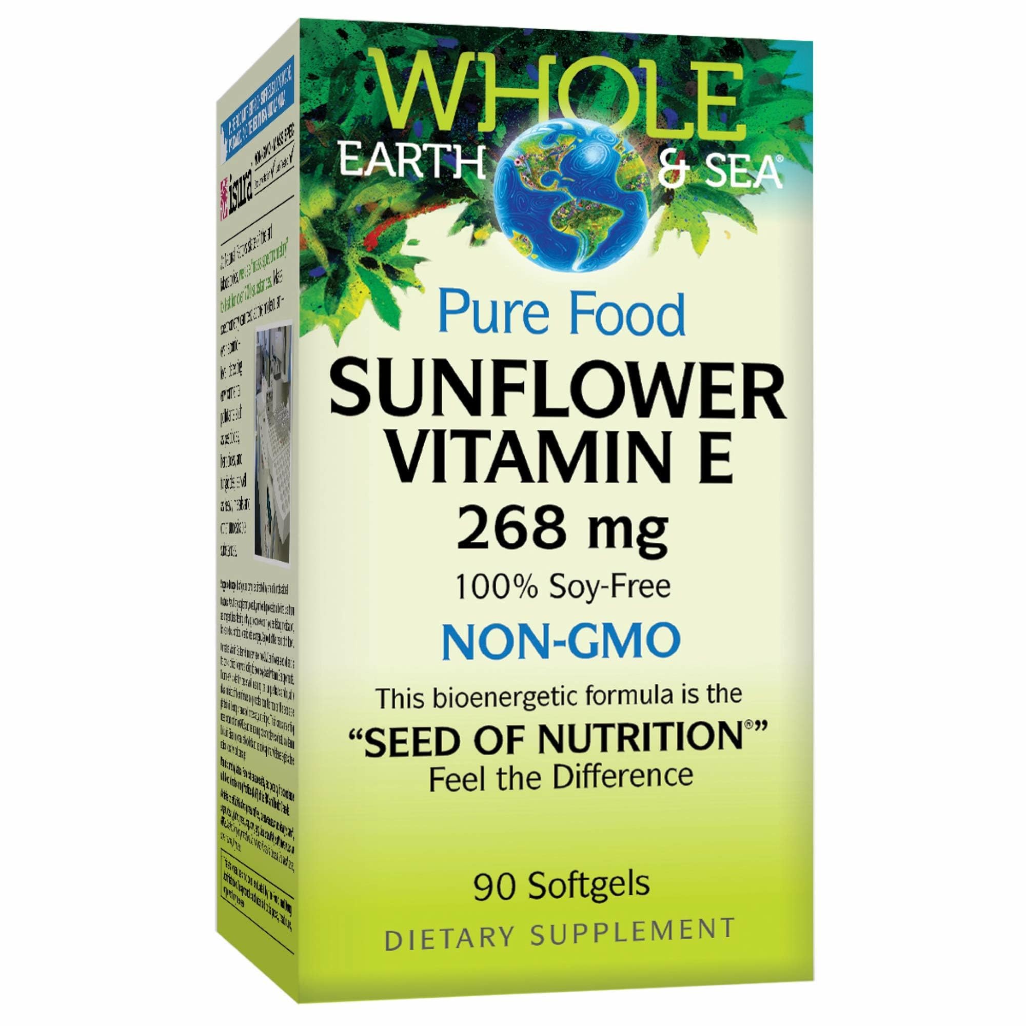 Natural Factors Whole Earth & Sea Vitamin E bottle label