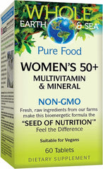 Bottle front of Natural Factors Whole Earth & Sea Women 50+ Multivitamin & Mineral