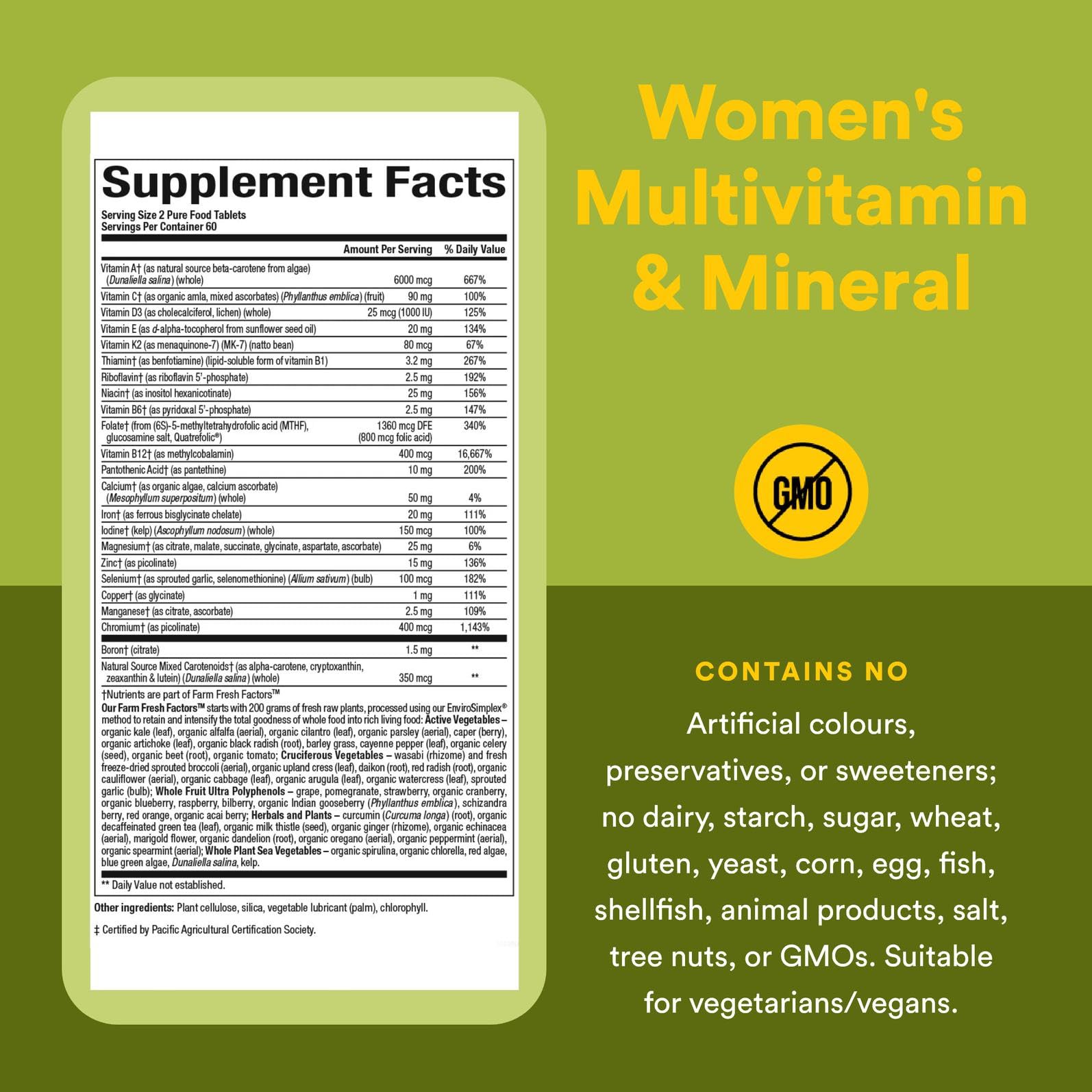 Vegan formula for women with whole-food nutrients