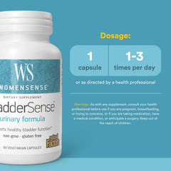 BladderSense packaging with 90 vegetarian capsules information