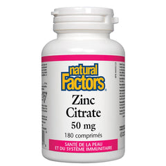 Front view of Natural Factors Zinc Citrate product packaging