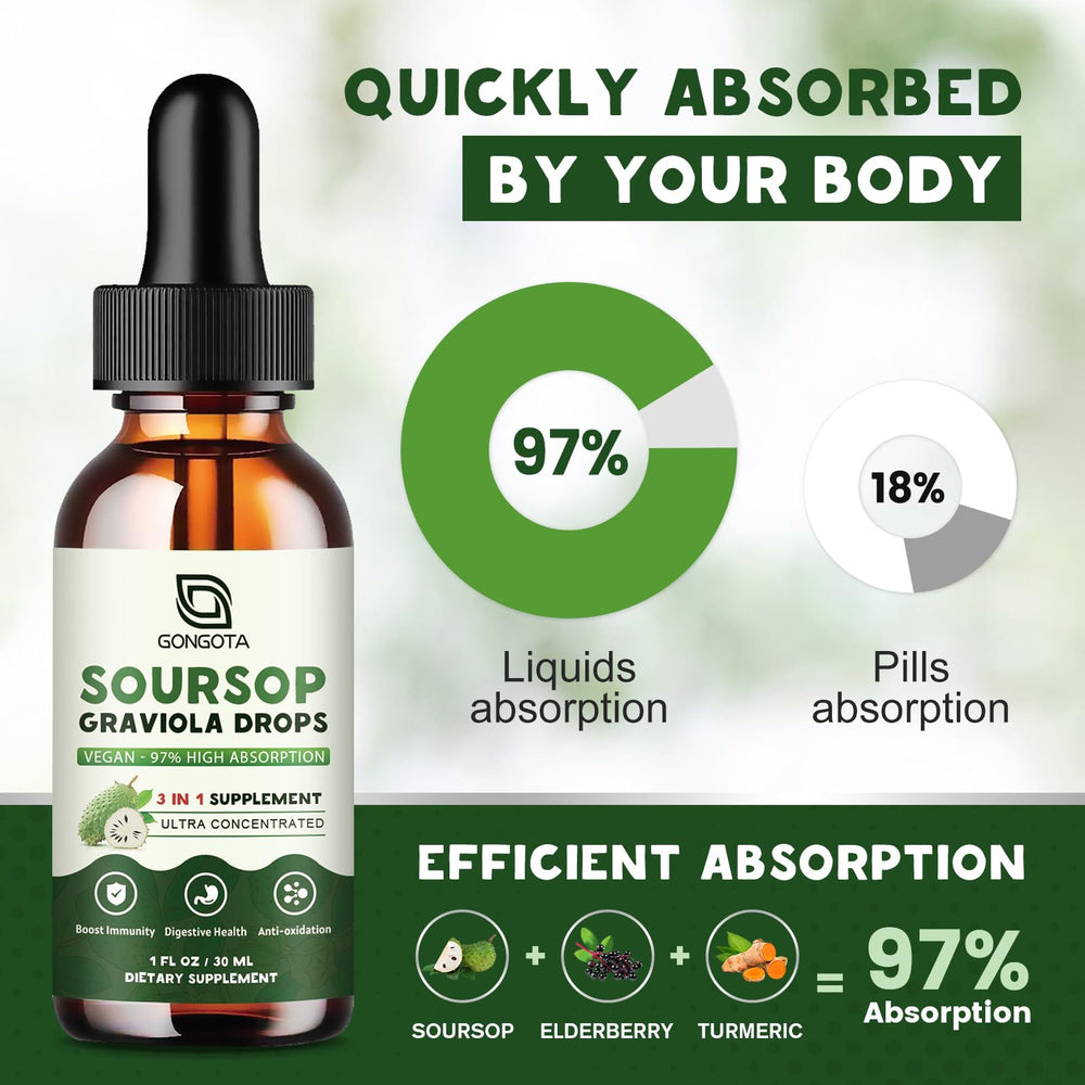 Liquid soursop drops with natural flavor label