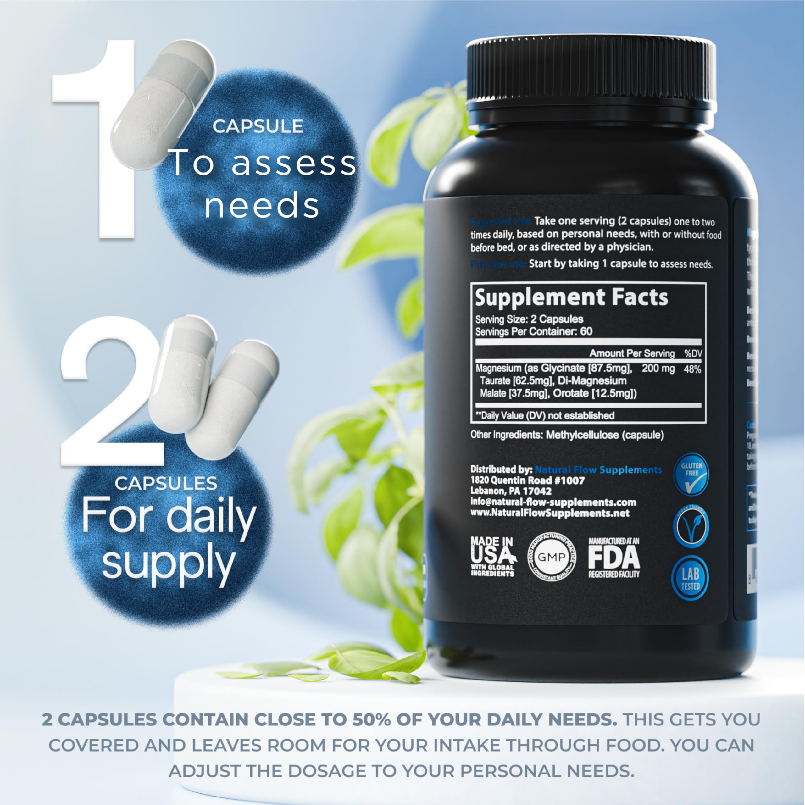 Close-up of magnesium glycinate form in the supplement