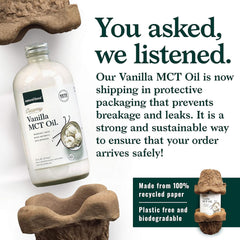 Back label and product details of Natural Force Creamy Vanilla MCT Oil