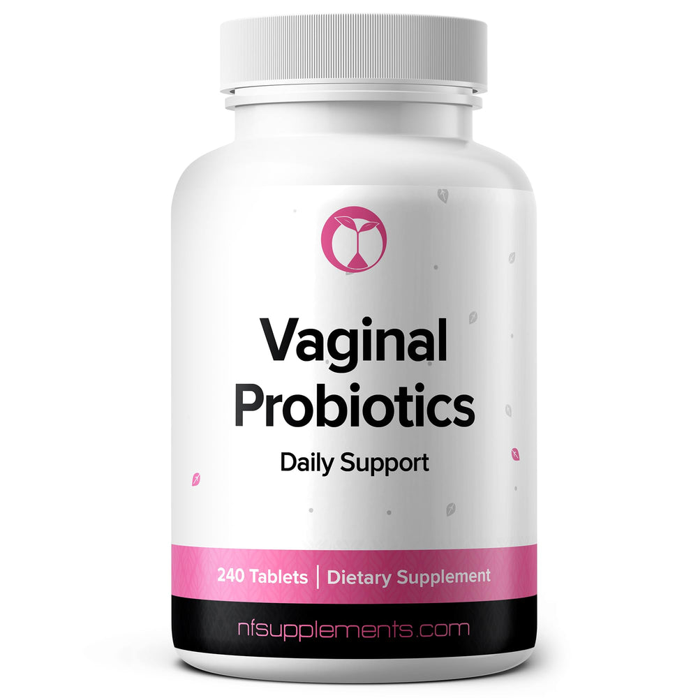 Bottle of vaginal probiotic supplement promoting vaginal health with 3 billion CFU
