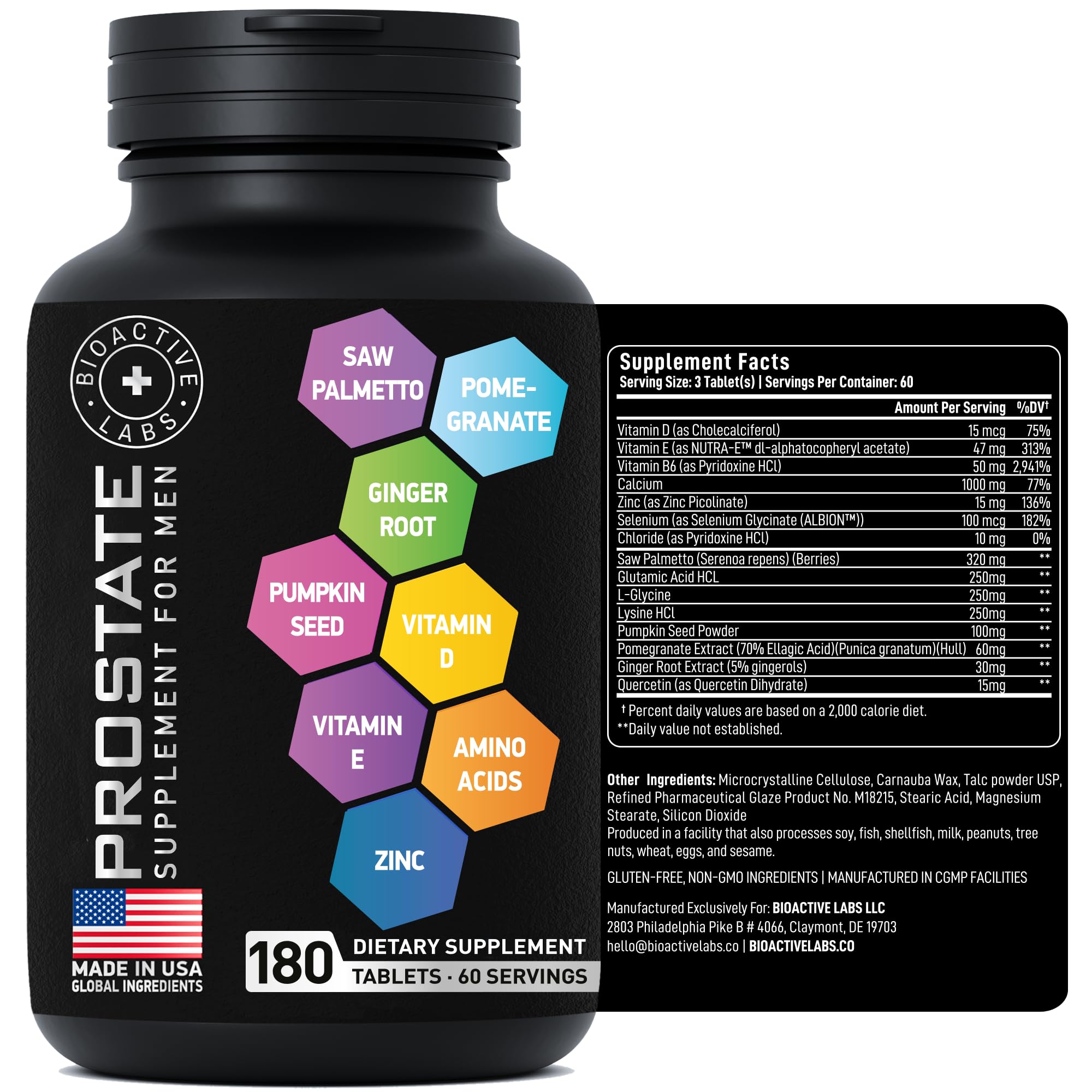 Assorted natural ingredients representing prostate health formula