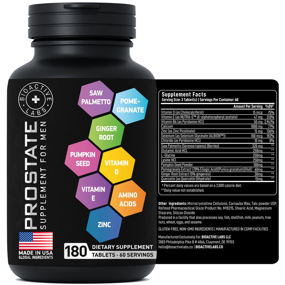 Assorted natural ingredients representing prostate health formula