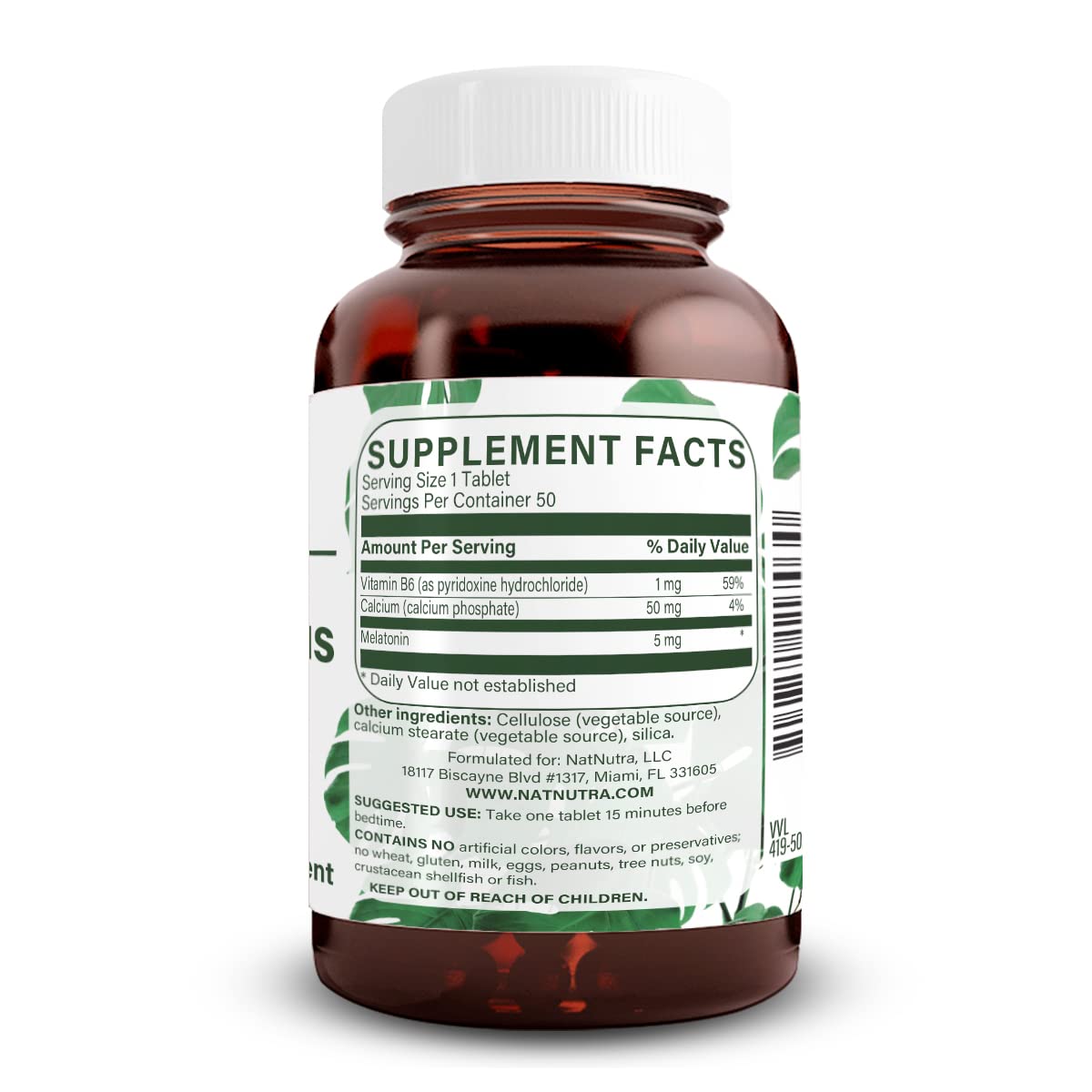 Melatonin 5mg fast-dissolve formula with Vitamin B6 and Calcium