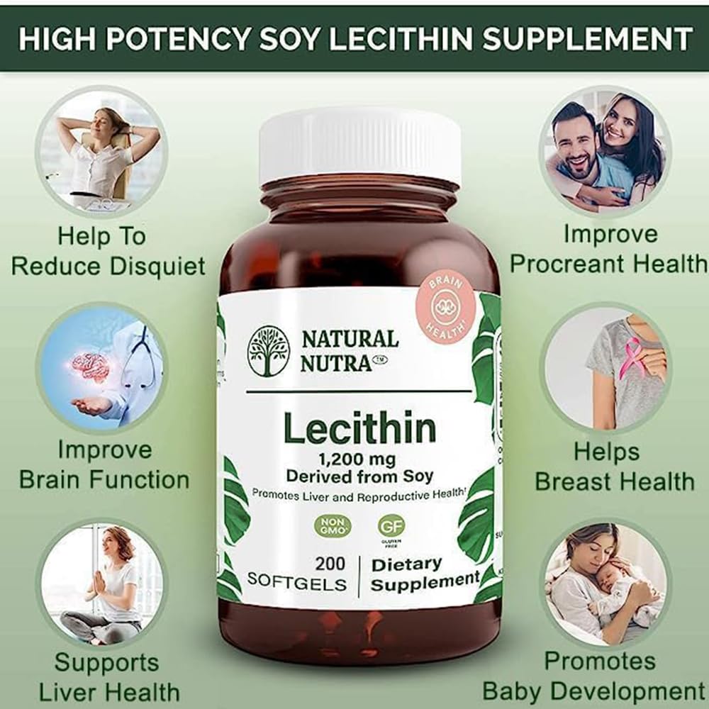 Label for Natural Nutra Soy Lecithin 1200 mg dietary supplement