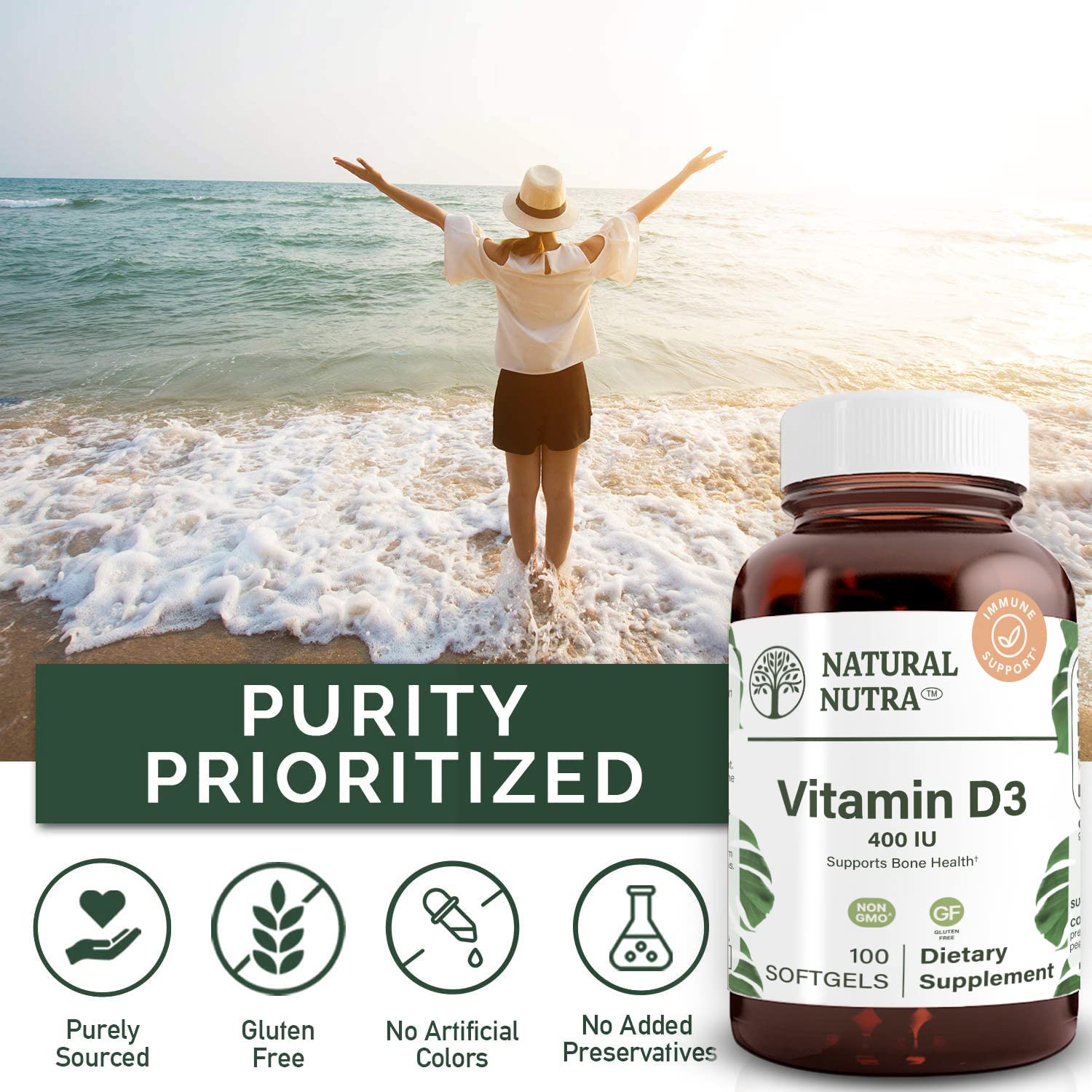 Sunshine vitamin D3 400 IU softgels imagery