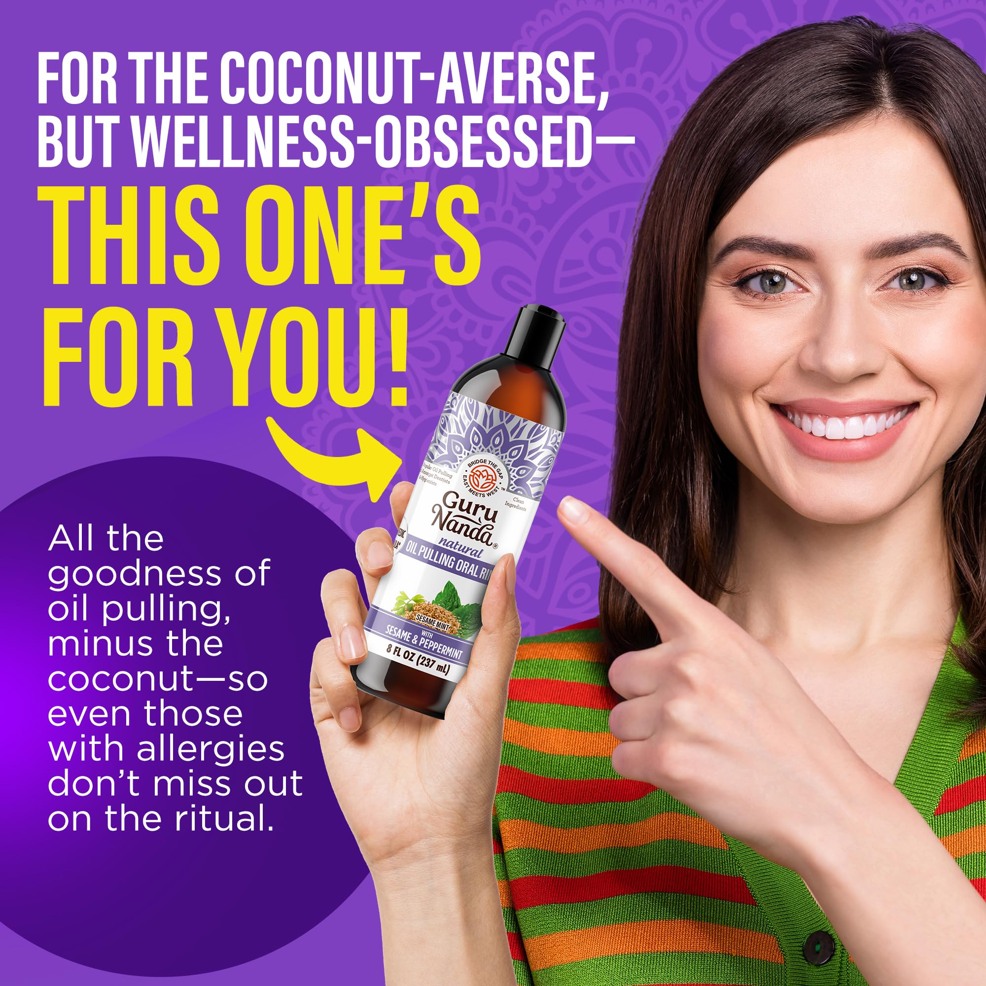 Natural oral care concept with mouthwash and brush