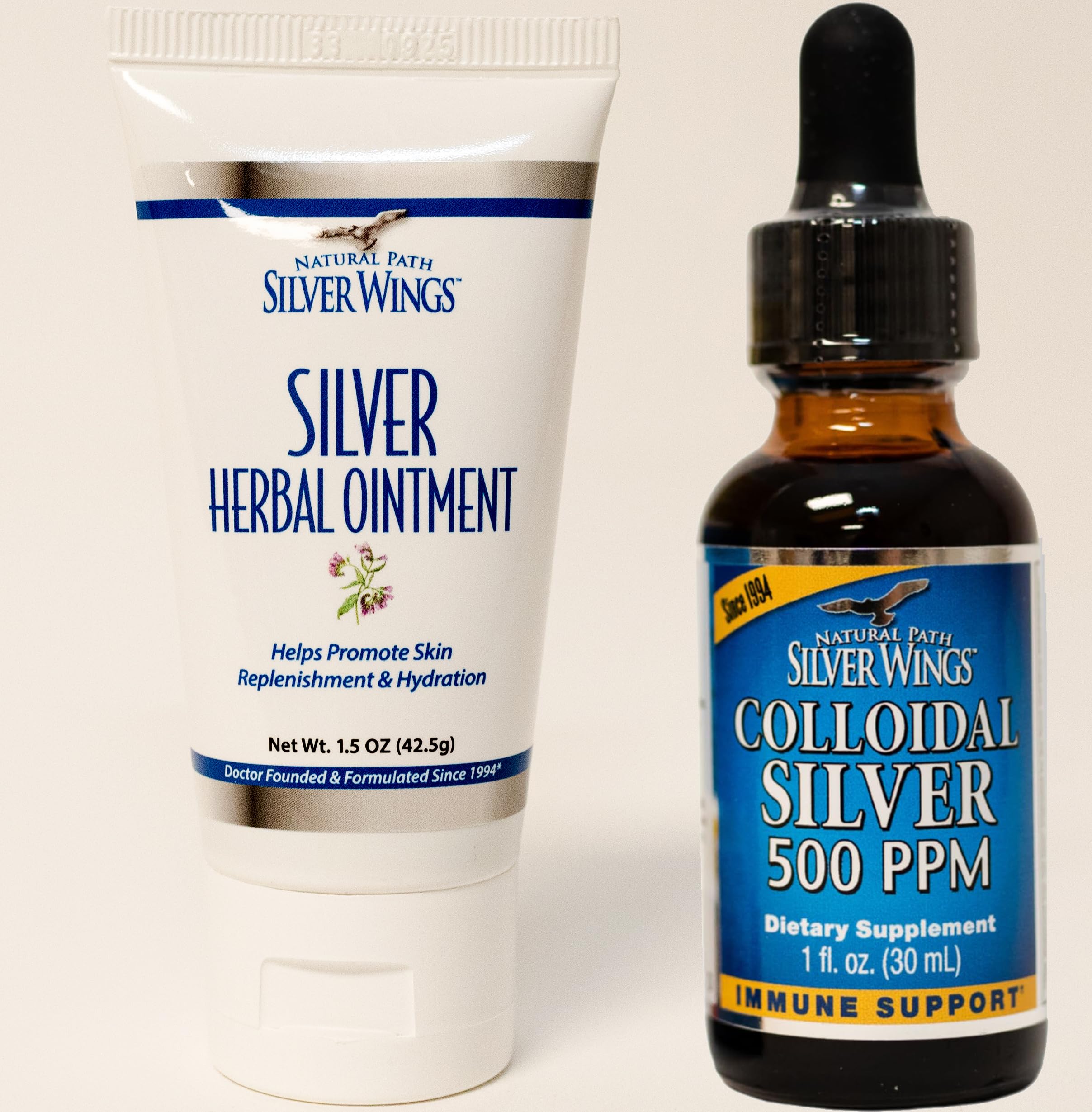 Natural Path Silver Wings Colloidal Silver 500 ppm in a 1 oz (30 ml) bottle