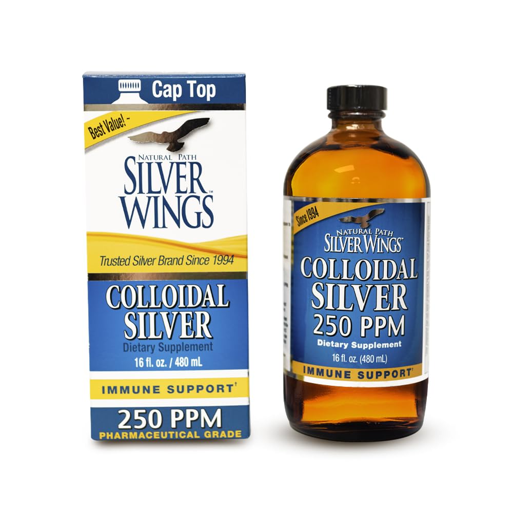 Amber glass bottle of Natural Path Silver Wings Colloidal Silver 250ppm