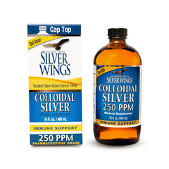 Amber glass bottle of Natural Path Silver Wings Colloidal Silver 250ppm