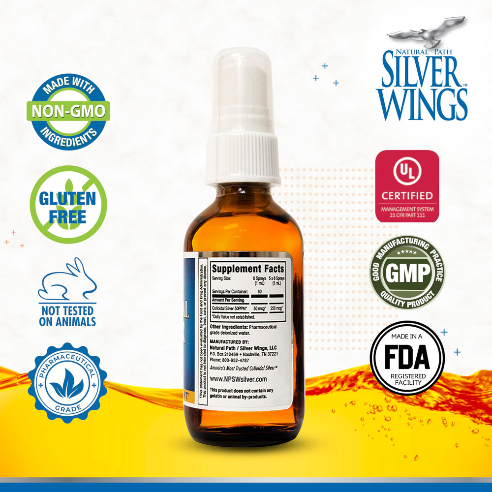 2oz spray bottle of Silver Wings Colloidal Silver Liquid 50ppm