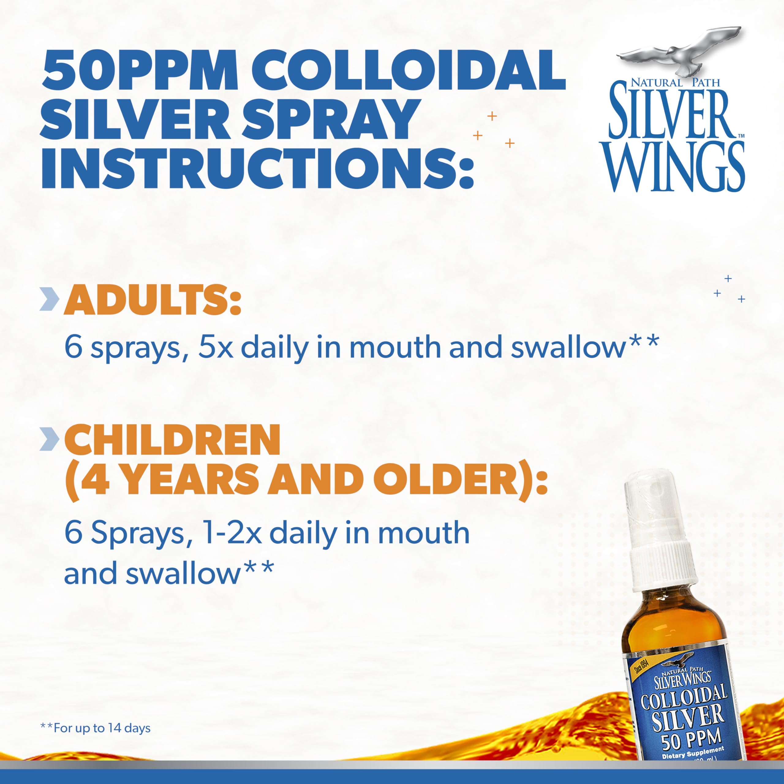 Amber bottle highlighting 50ppm concentration and quality