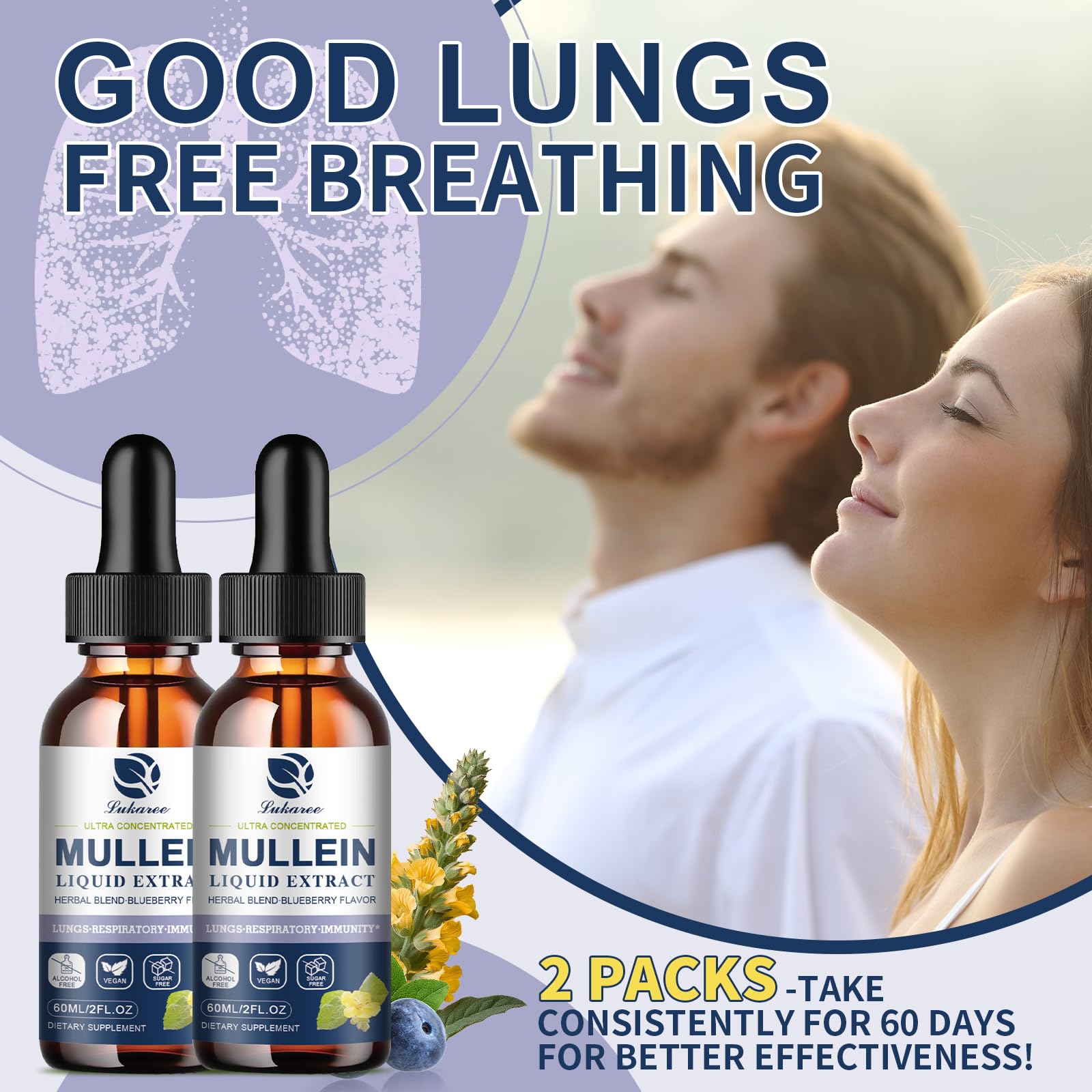 Natural respiratory support with mullein drops