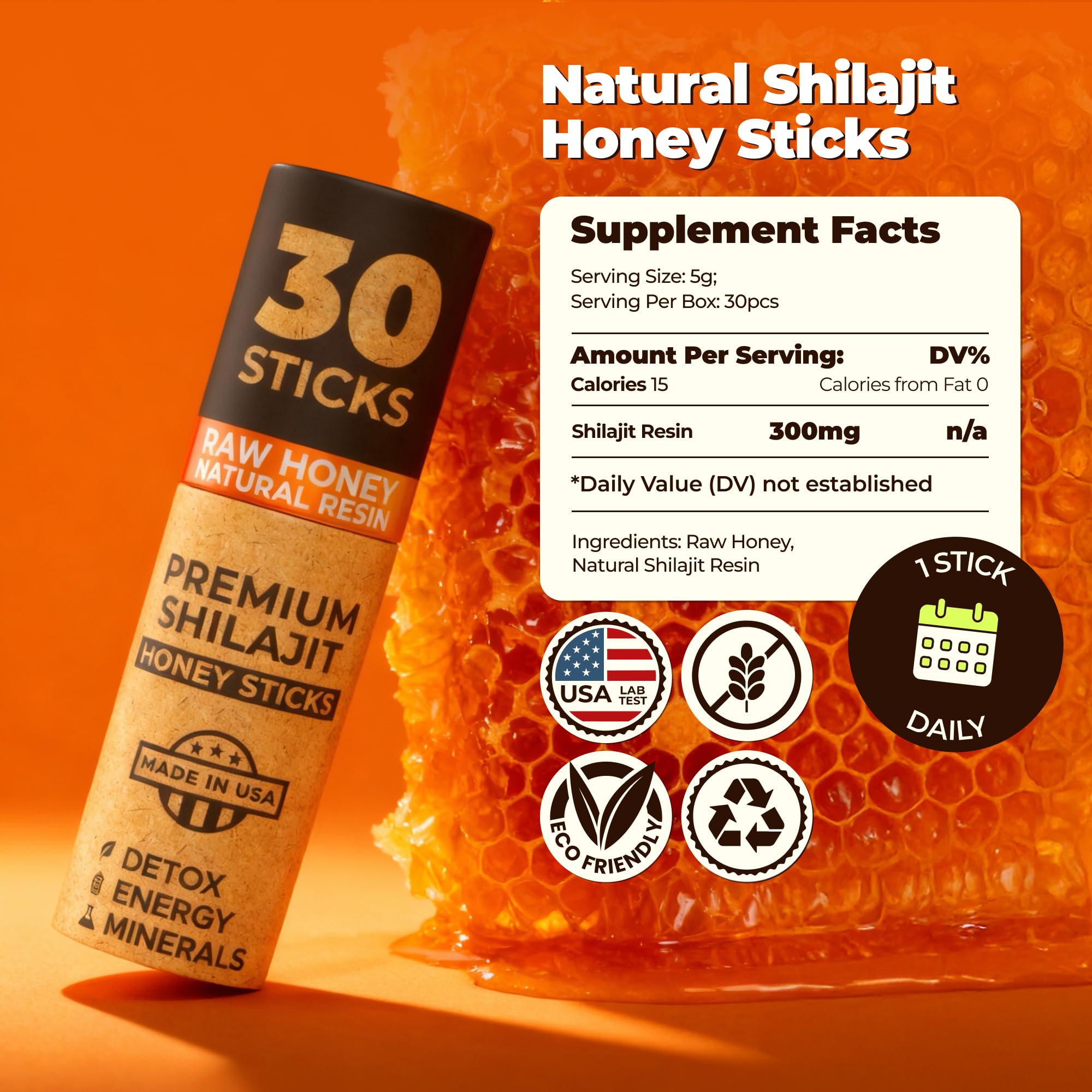 Individual Shilajit Honey Stick ready for consumption