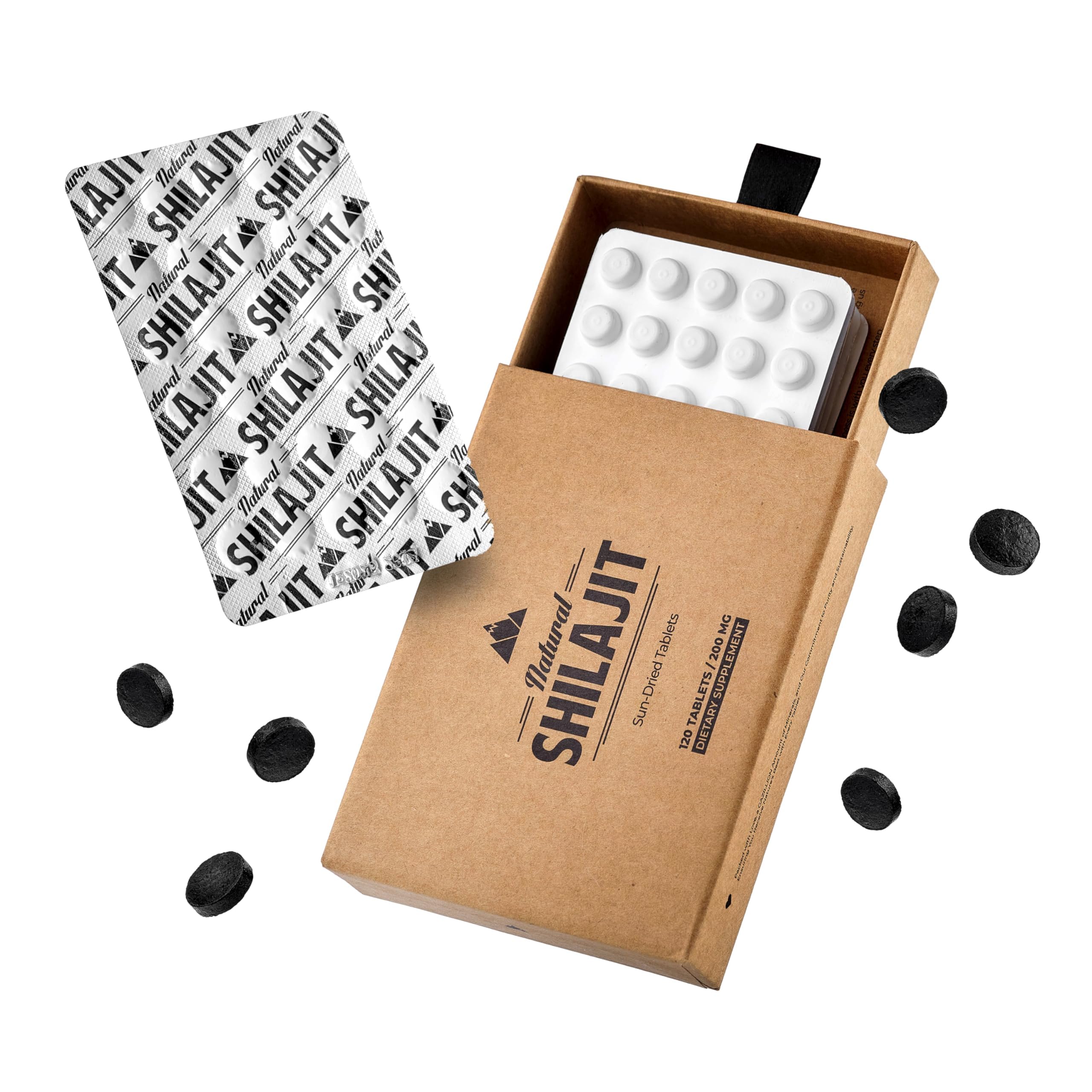 Natural Shilajit tablets sourced from Altai Mountains