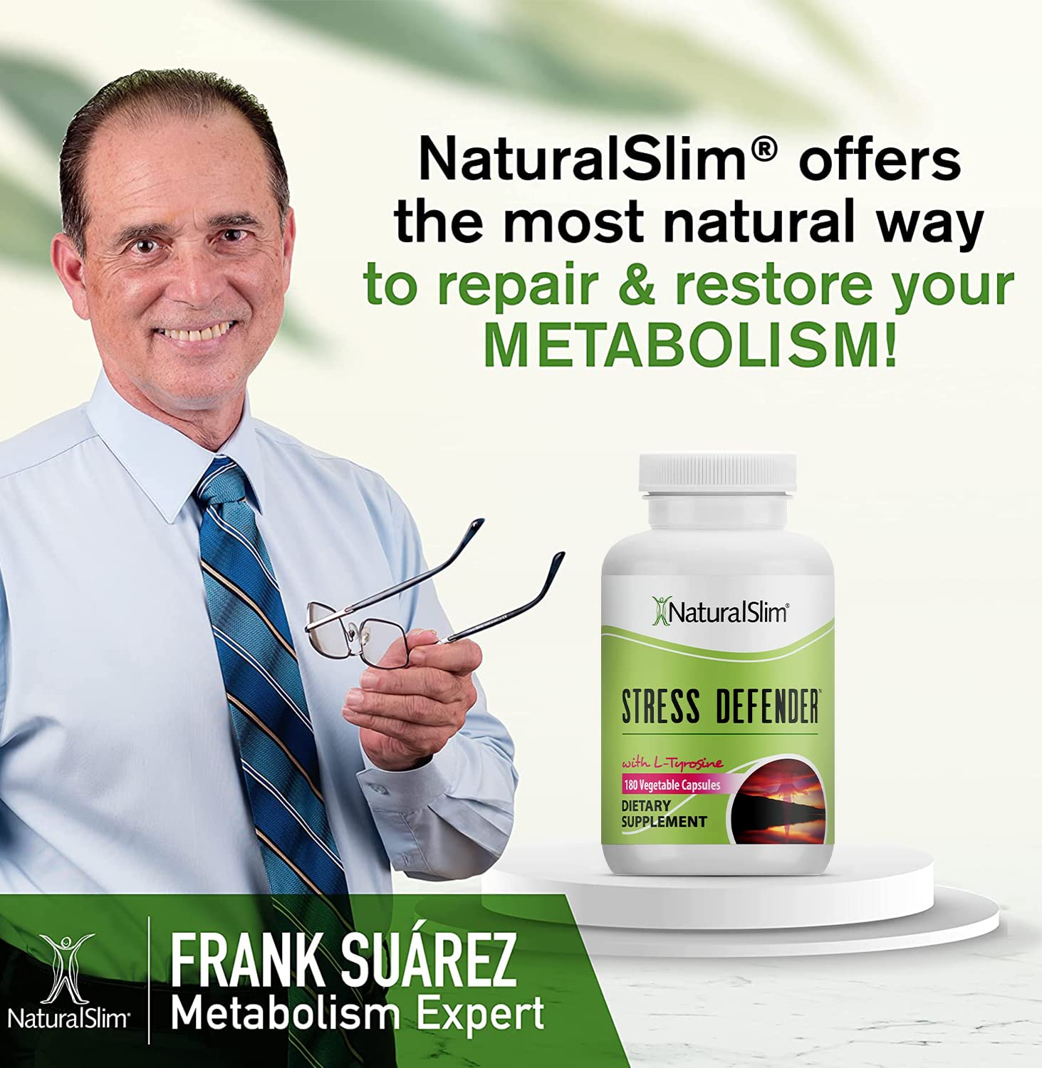 Sealed bottle of NaturalSlim Stress Defender on white backdrop