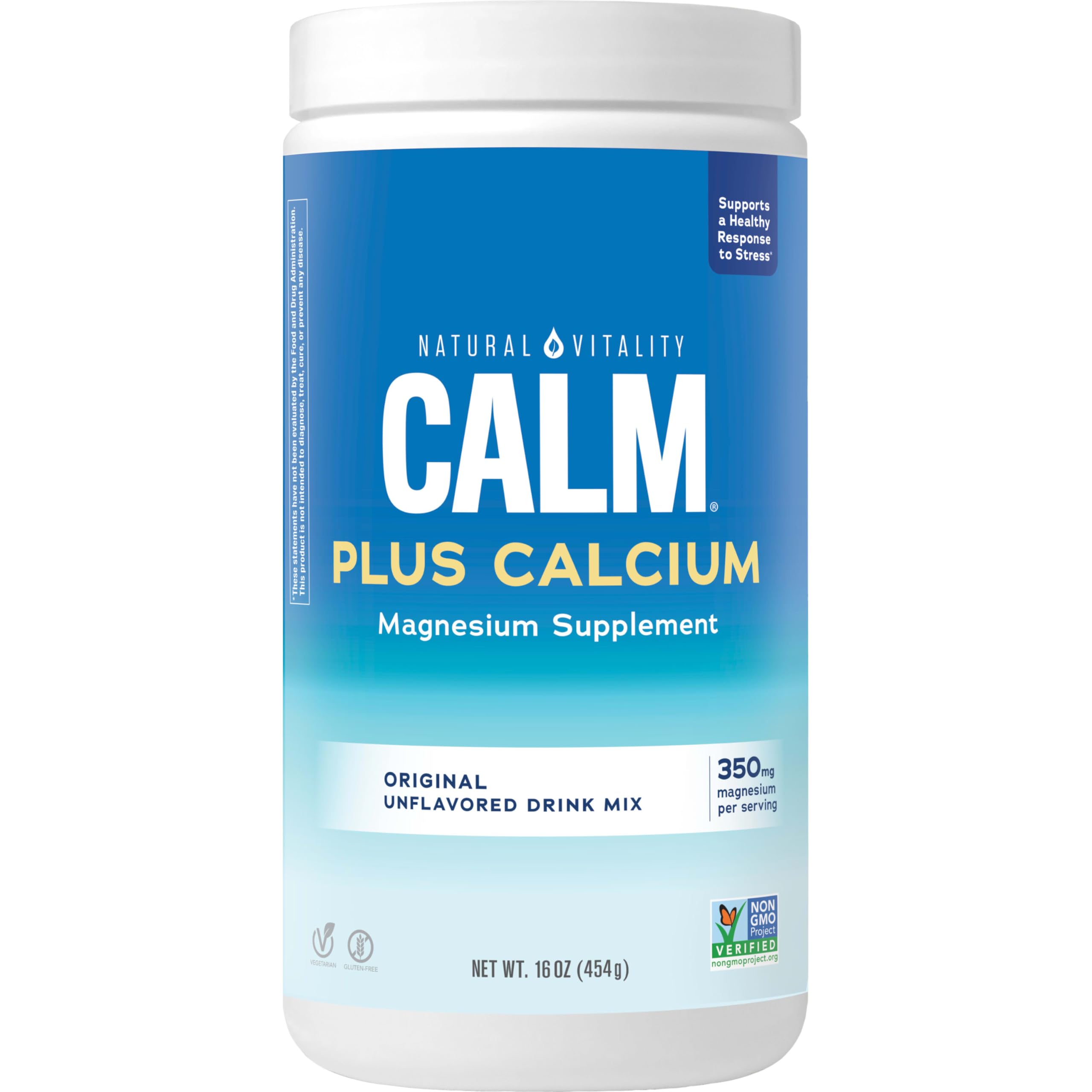Natural Vitality CALM bottle shows magnesium-calcium blend for daily calm