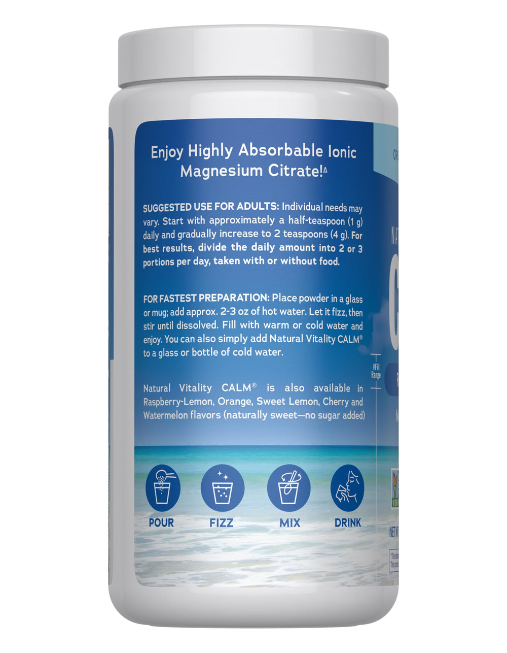 Natural Vitality CALM ready-to-drink glass for a calm, convenient sip.