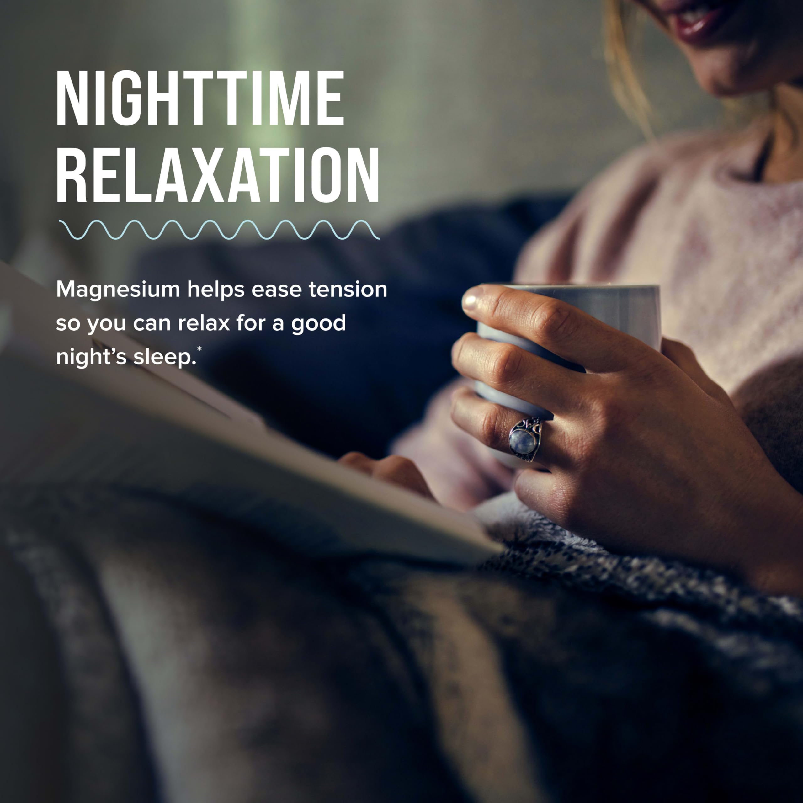 Close-up of magnesium citrate ingredients in CALM formula