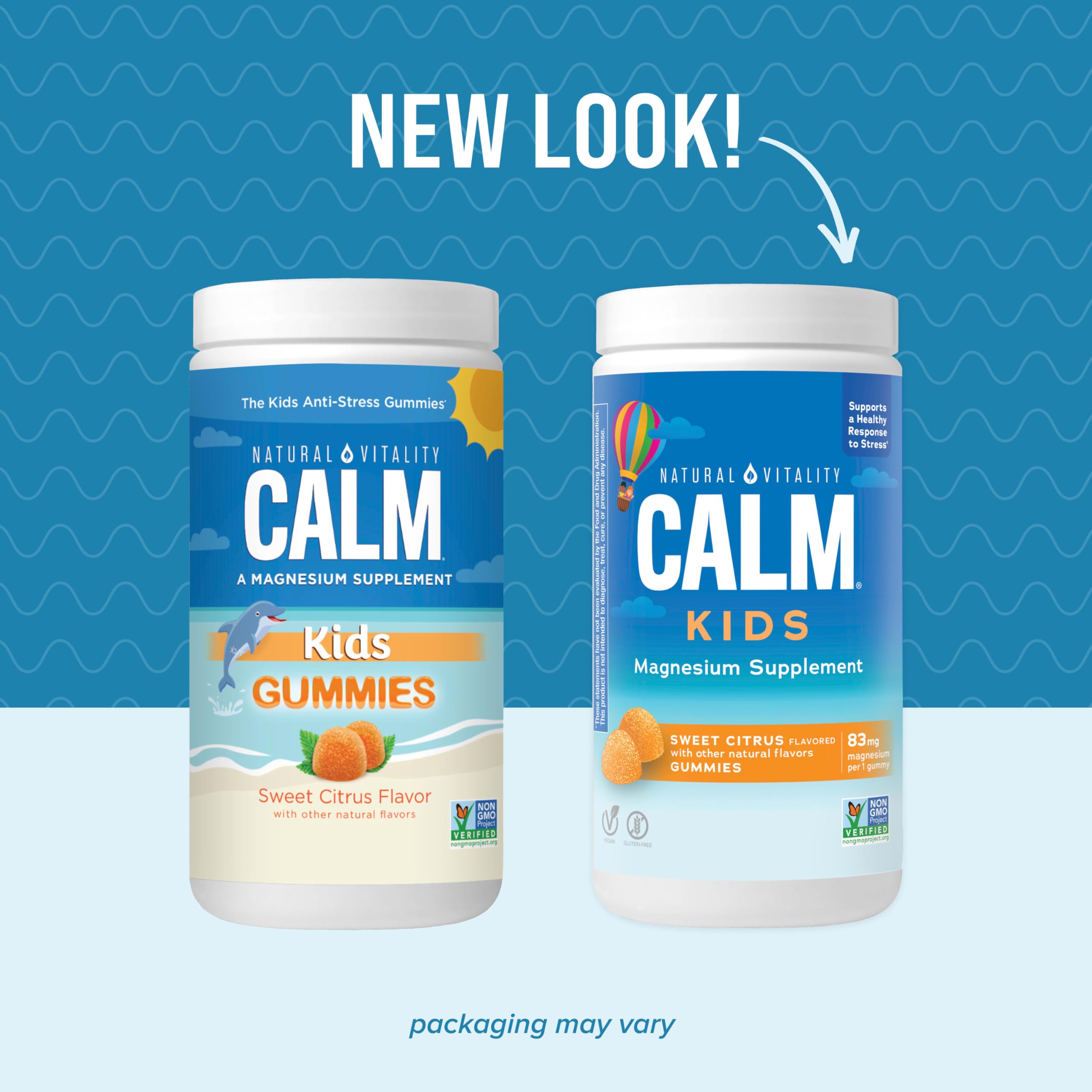 Close-up of CALM Kids Gummies showing citrus flavor