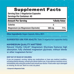 Close-up of NATURAL VITALITY Calm Magnesium bottle label